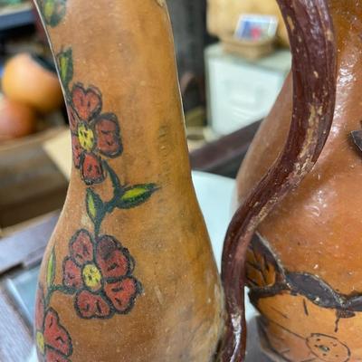 Folk Art Gourd Pitchers Signed MLB