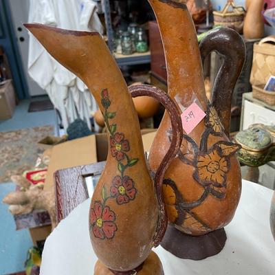 Folk Art Gourd Pitchers Signed MLB
