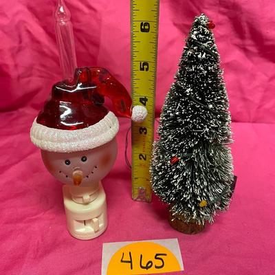Snowman nightlight and battery operated bottle tree