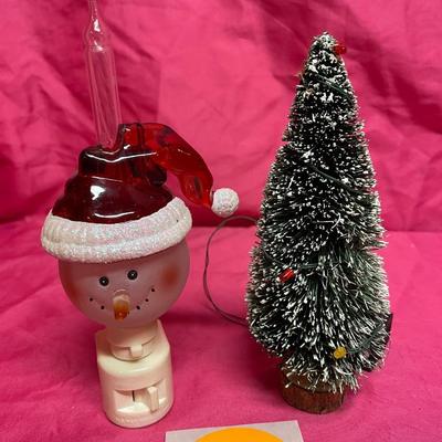Snowman nightlight and battery operated bottle tree