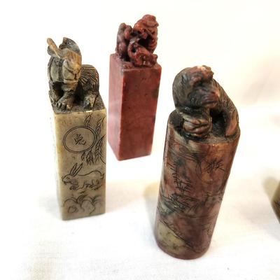 Lot #251  Lot of 6 different carved Chinese Seals or "Chops"
