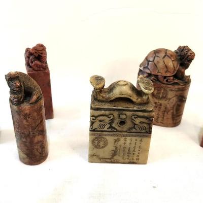 Lot #251  Lot of 6 different carved Chinese Seals or "Chops"