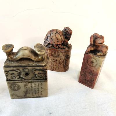 Lot #251  Lot of 6 different carved Chinese Seals or "Chops"