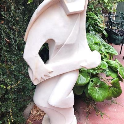 Lot #255  Large Marble/Alabaster Figure with Stringed Instrument