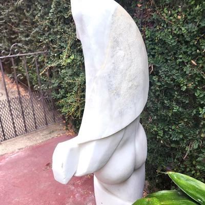 Lot #255  Large Marble/Alabaster Figure with Stringed Instrument