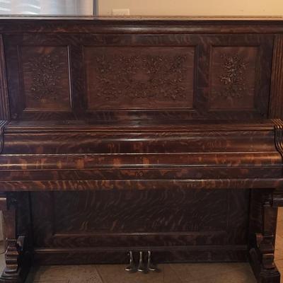 Beautiful Antique Tiger Oak Piano