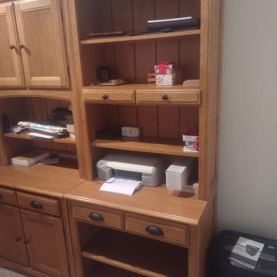 Three Piece Maple Finish Cabinet Console Wall Unit (No Contents)