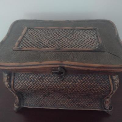 Faux Wicker Chinese Trinket Chest