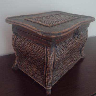 Faux Wicker Chinese Trinket Chest