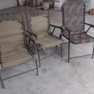 Set of Three Canvas Folding Lawn Chairs
