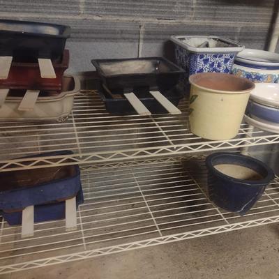 Collection of High-Quality Ceramic Bonsai Planter Trays and Planter Pots Choice B (Bottom 2 Shelves-CS)