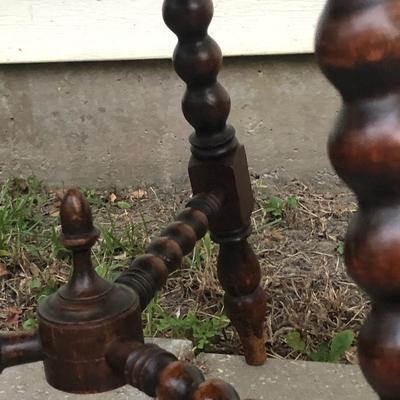 Antique carved wood, 3 leg barley twist legs
