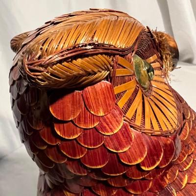 Unique Wicker Bamboo MCM Owl & Rooster Basket (K-RG)