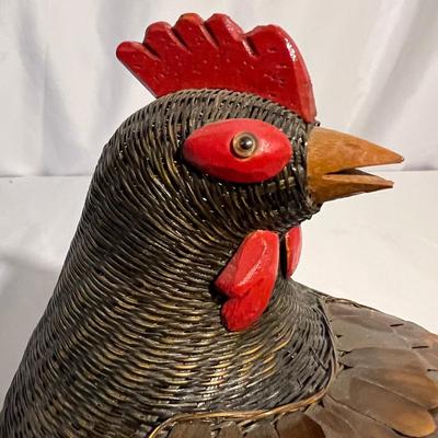 Unique Wicker Bamboo MCM Owl & Rooster Basket (K-RG)