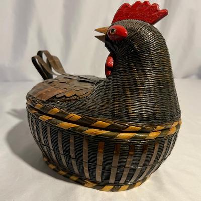 Unique Wicker Bamboo MCM Owl & Rooster Basket (K-RG)