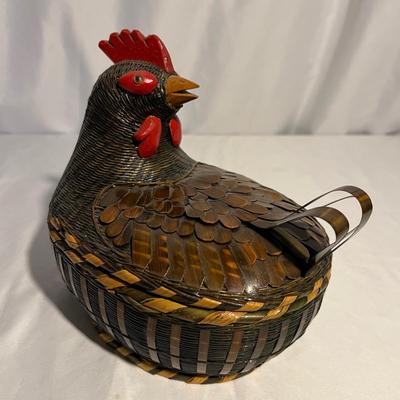 Unique Wicker Bamboo MCM Owl & Rooster Basket (K-RG)