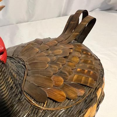 Unique Wicker Bamboo MCM Owl & Rooster Basket (K-RG)
