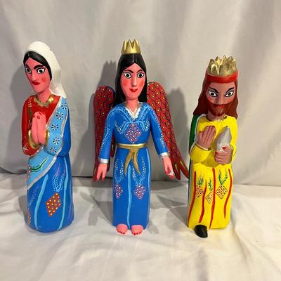 Hand Painted Wooden Nativity Set by Luis Sosa Cano (G-MG)