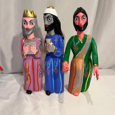 Hand Painted Wooden Nativity Set by Luis Sosa Cano (G-MG)