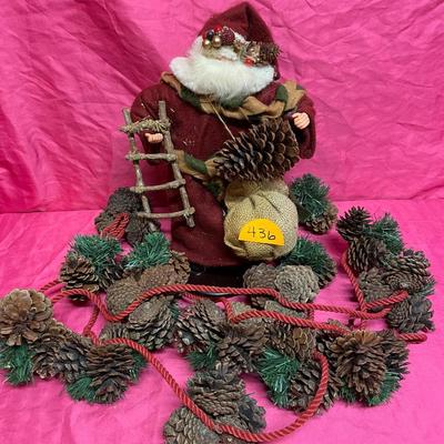 Santa and pinecone garland