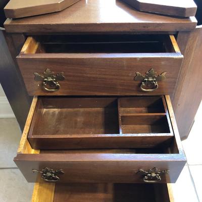 Martha washington(?) sewing cabinet/standing jewelry box?