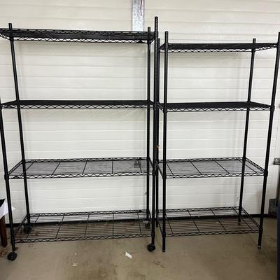 Two InterMetro Black Metal Wire Shelving Units (G-MG)