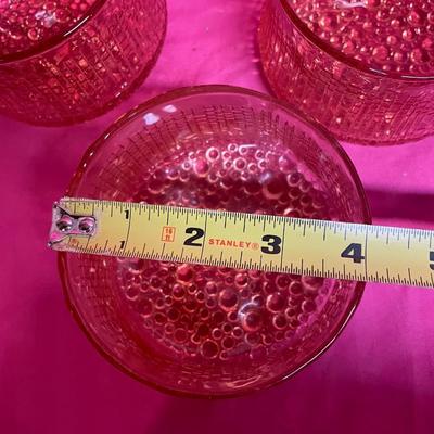 Decorative large pink bowl w/5 small bowls