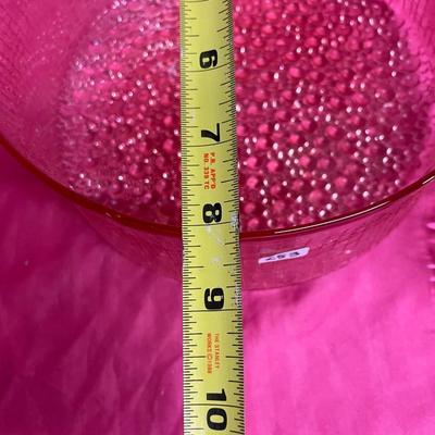 Decorative large pink bowl w/5 small bowls