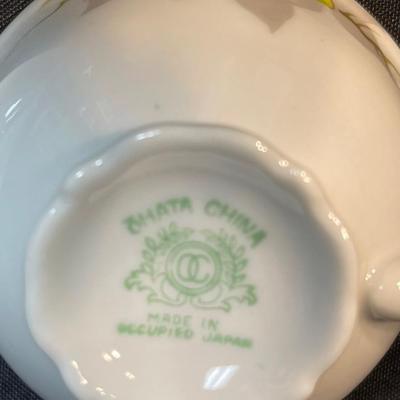 Vintage China Demitase Cup & Saucer with Strawberry Design Ohata Occupied Japan