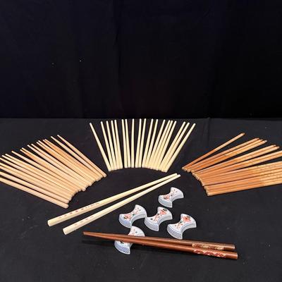 Twenty Five Plus Pairs of Chopsticks Plus Holders (K-RG)