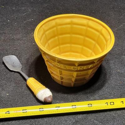 Ceramic Ice Cream Bowl and Spoon