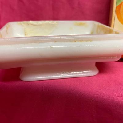Milk glass soap dish