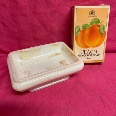Milk glass soap dish