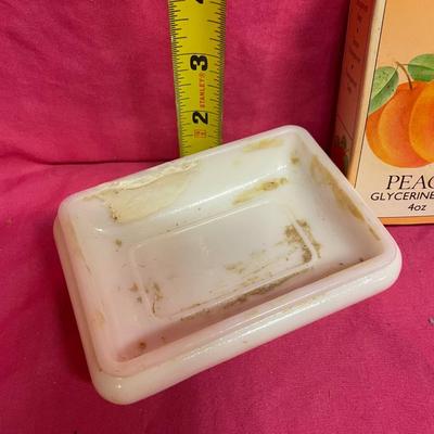 Milk glass soap dish