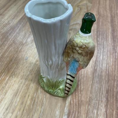 Pheasant vase and shot glasses