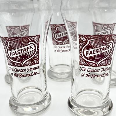 FALSTAFF ~ Set of Five (5) Glass Beer Mugs