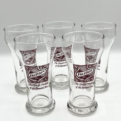 FALSTAFF ~ Set of Five (5) Glass Beer Mugs