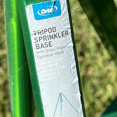 ORBIT ~ Pair (2) Tripod Sprinkler Bases With Brass Sprinkler Heads