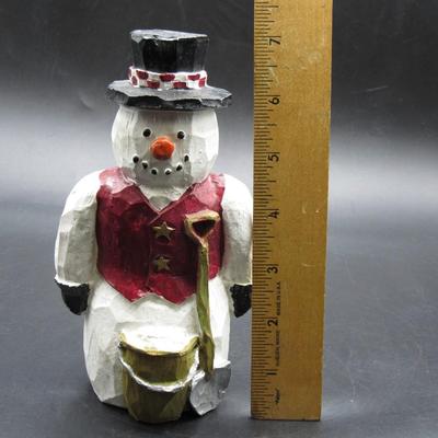 Wooden Happy Snowman Holiday Christmas Decor