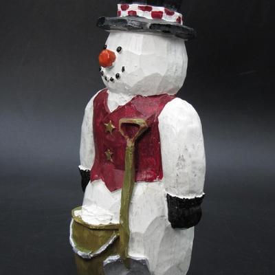 Wooden Happy Snowman Holiday Christmas Decor