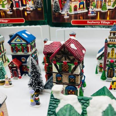 Vintage Light Up Bayberry Village & Winter Valley Christmas Village