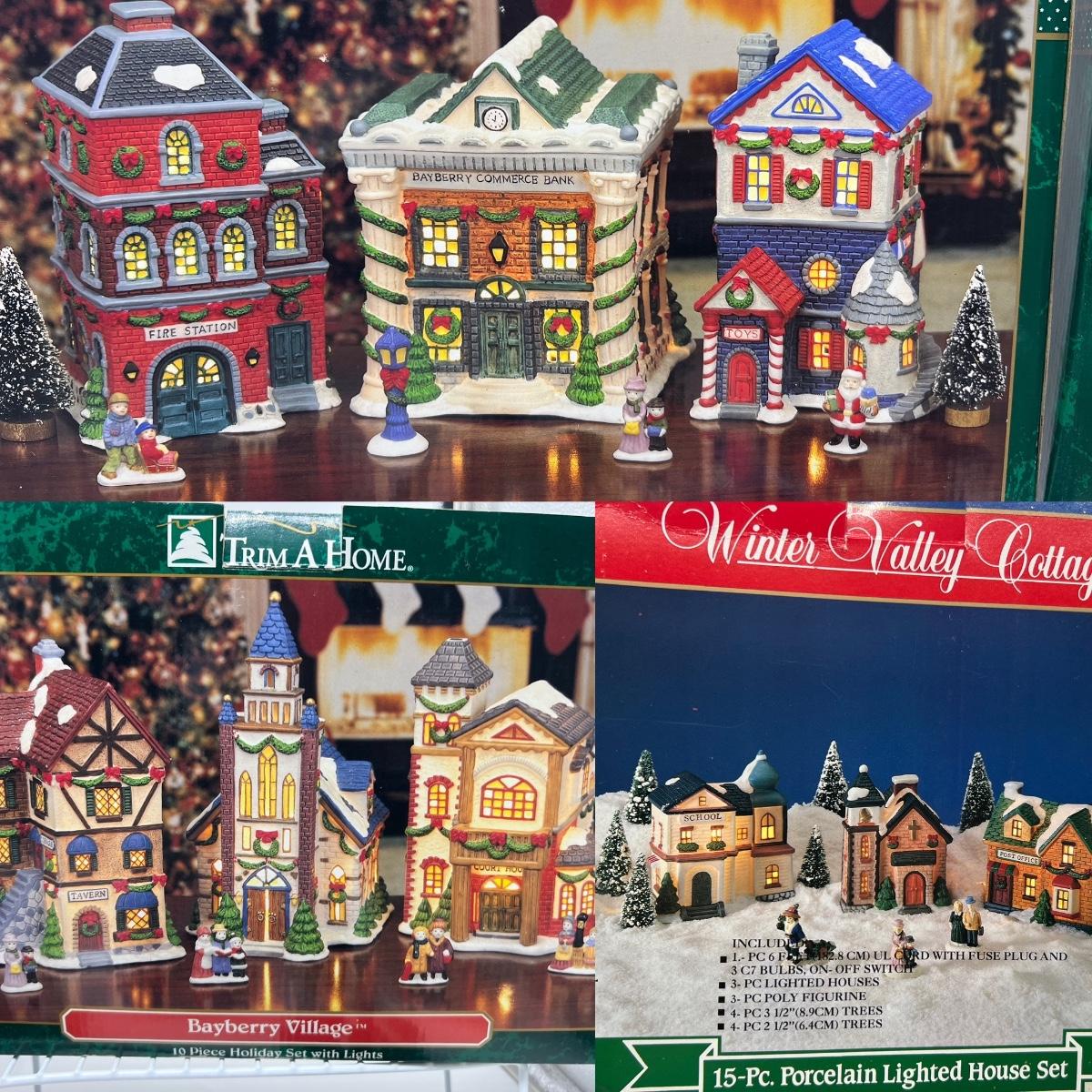 Vintage Light Up Bayberry Village & Winter Valley Christmas Village