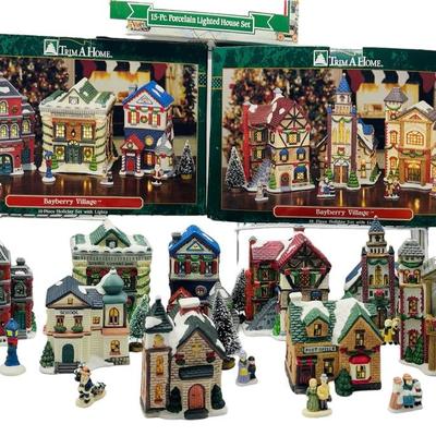 Vintage Light Up Bayberry Village & Winter Valley Christmas Village