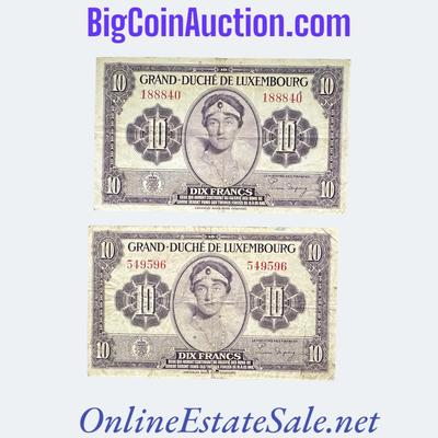 1944 GRAND-DUCHE DE LUXEMBOURG 10 FRANC NOTES