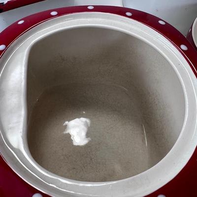 Farmhouse White and red enamel and Ceramic
