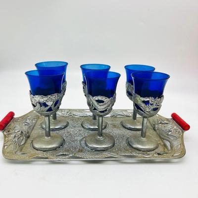 Circa 1900 Japanese Cobalt Blue Dragon Sets