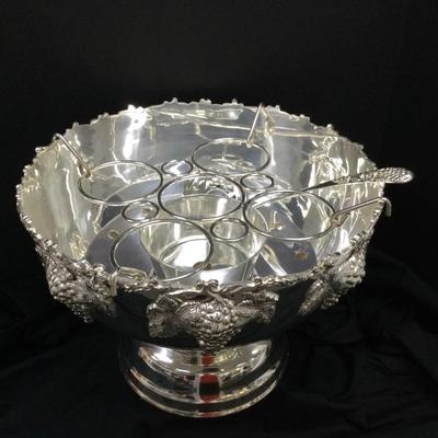 Silverplate Grapevine Motif Wine Cooler and/or Punch Bowl