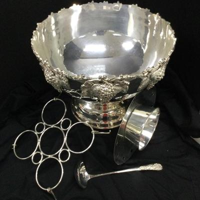 Silverplate Grapevine Motif Wine Cooler and/or Punch Bowl