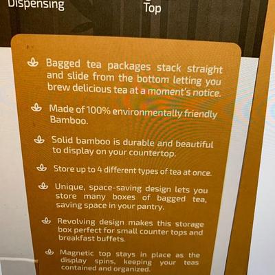 Bamboo Display Tea Box Holds Over 100 Bags