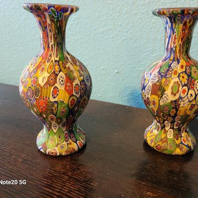 Pr Millefiori Vases